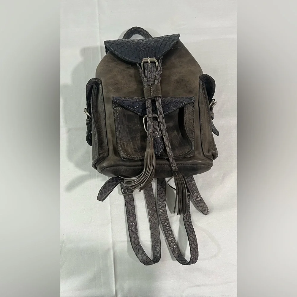 Freebird By Steven Brett Stone Snake Leather Backpack - Picture 10 of 11